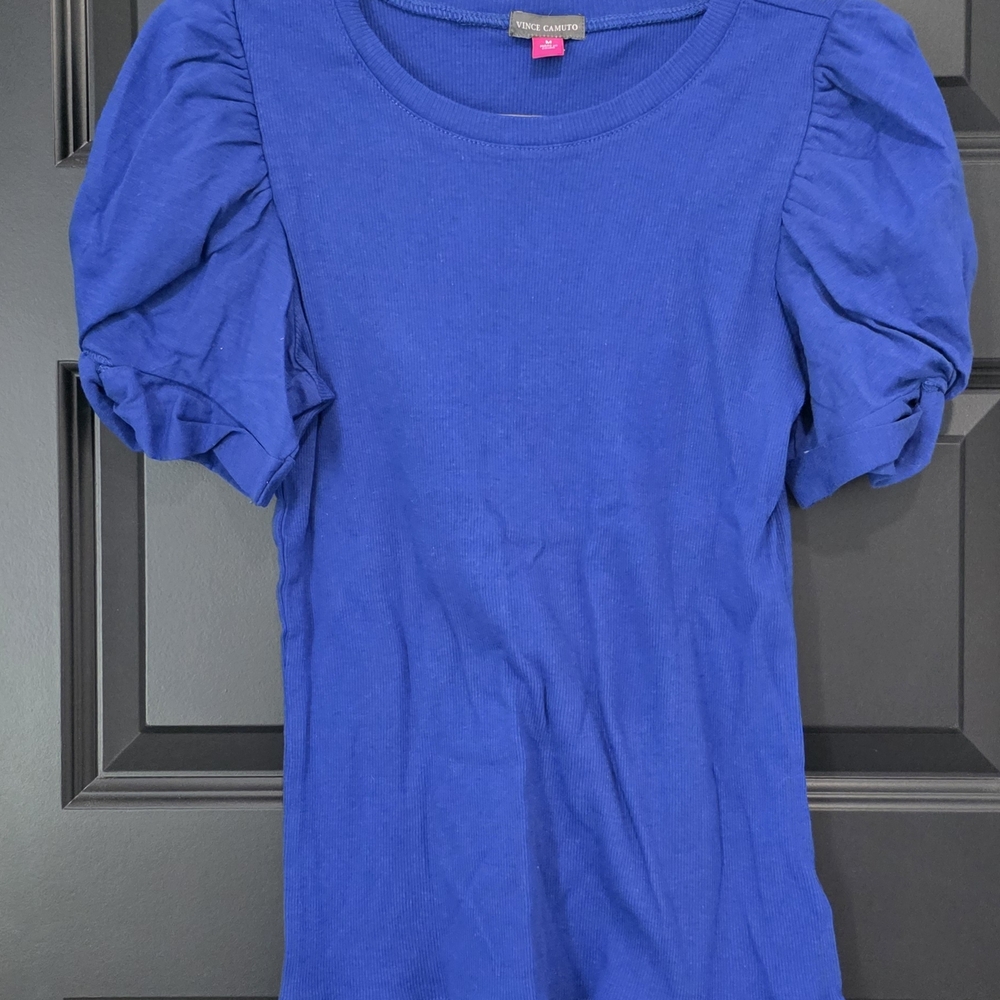 Vince Camuto Cobalt Puff Sleeve Knit Tee - Picture 2 of 5
